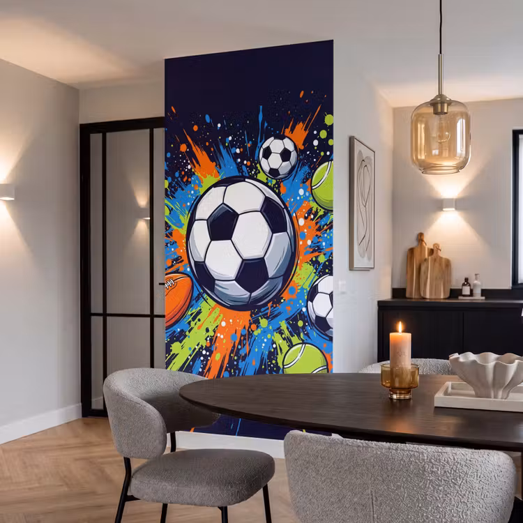 Sport - Ballen - Kleurrijk Behang Vlies klein -sfeer3