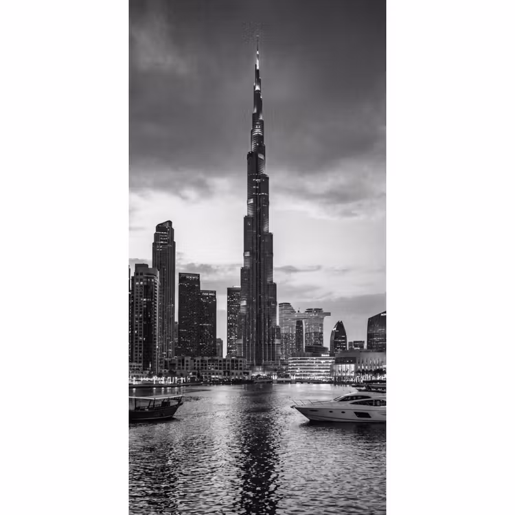 Stad - Skyline - Architectuur - Avond - Zwart-wit Behang Vlies klein -3d_website