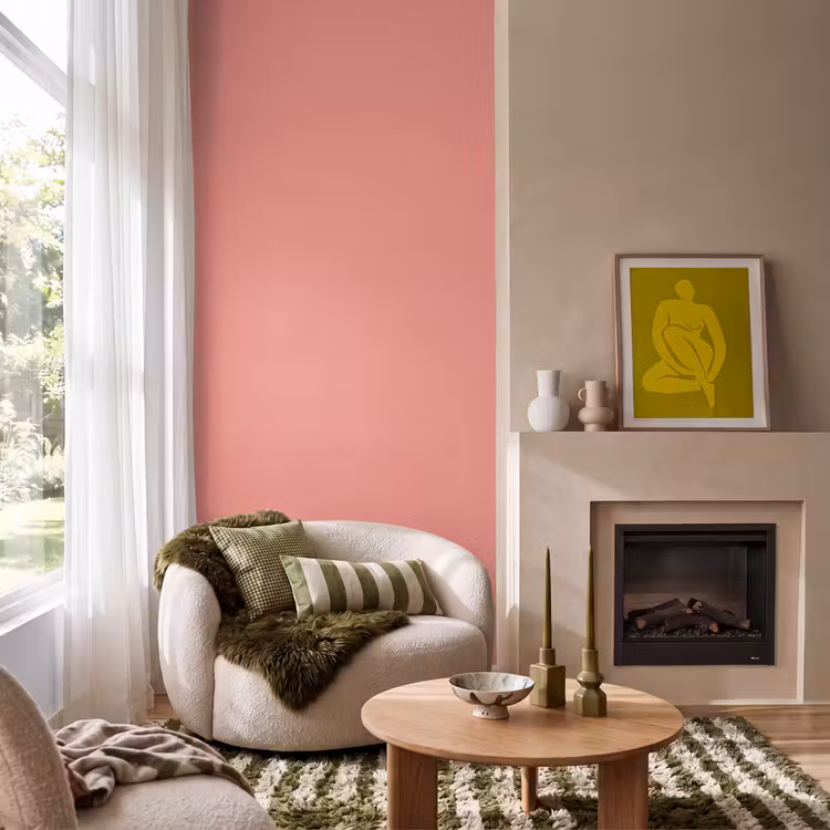 Dusty - Peach - Koraal Behang Vlies klein 1076 -sfeer2