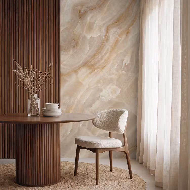 Steen - Ader - Natuur - Modern - Beige Behang Vlies klein -sfeer1