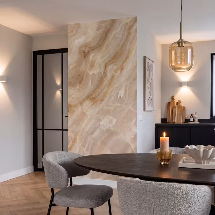 Steen - Ader - Natuur - Modern - Beige Behang Vlies klein -sfeer3
