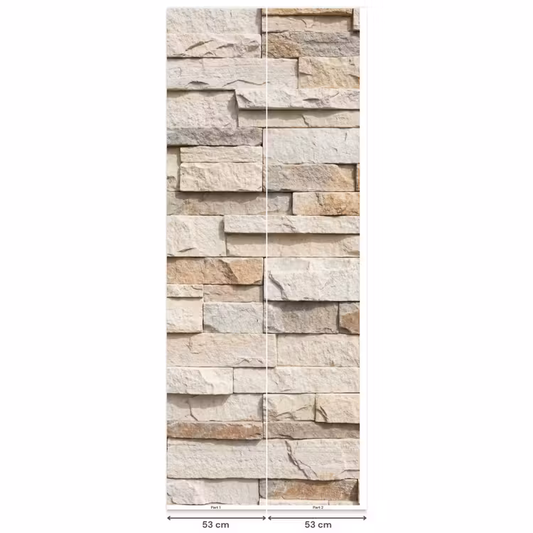 Steen - Muur - Textuur - Rustiek - Beige Behang Vlies klein -USP_banen