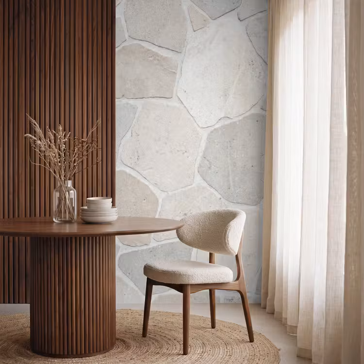 Steen - Patroon - Textuur - Beige Behang Vlies klein -sfeer1