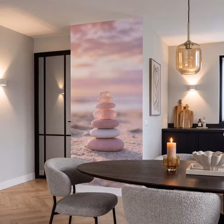 Stenen - Zand - Roze Behang Vlies klein -sfeer3