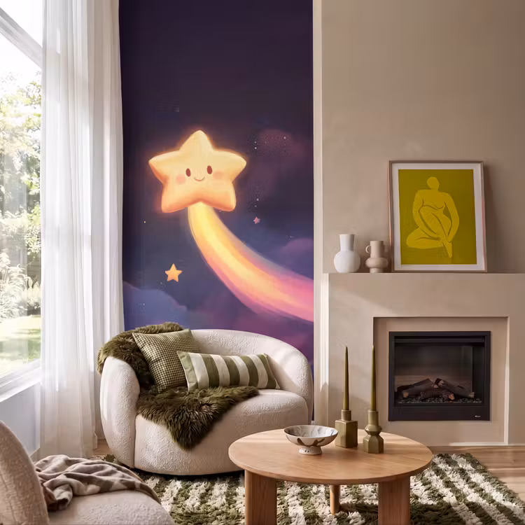 Ster - Gezichtje - Lichtgevend Behang Vlies klein -sfeer2