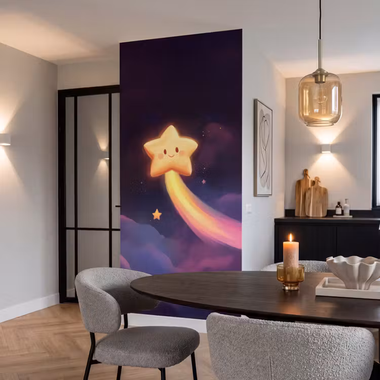 Ster - Gezichtje - Lichtgevend Behang Vlies klein -sfeer3
