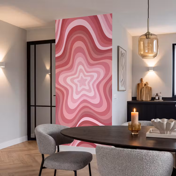 Ster - Golvend - Abstract - Roze Behang Vlies klein -sfeer3