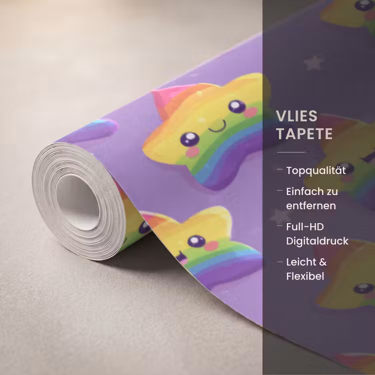 Sterren - Regenboog - Paars Behang Vlies klein 1076 -USP_closeupDE