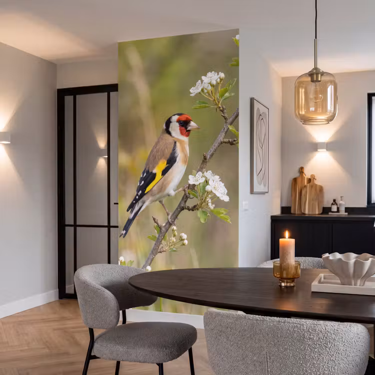 Putter - Bloesem - Lente - Natuur - Kleurrijk Behang Vlies klein -sfeer3