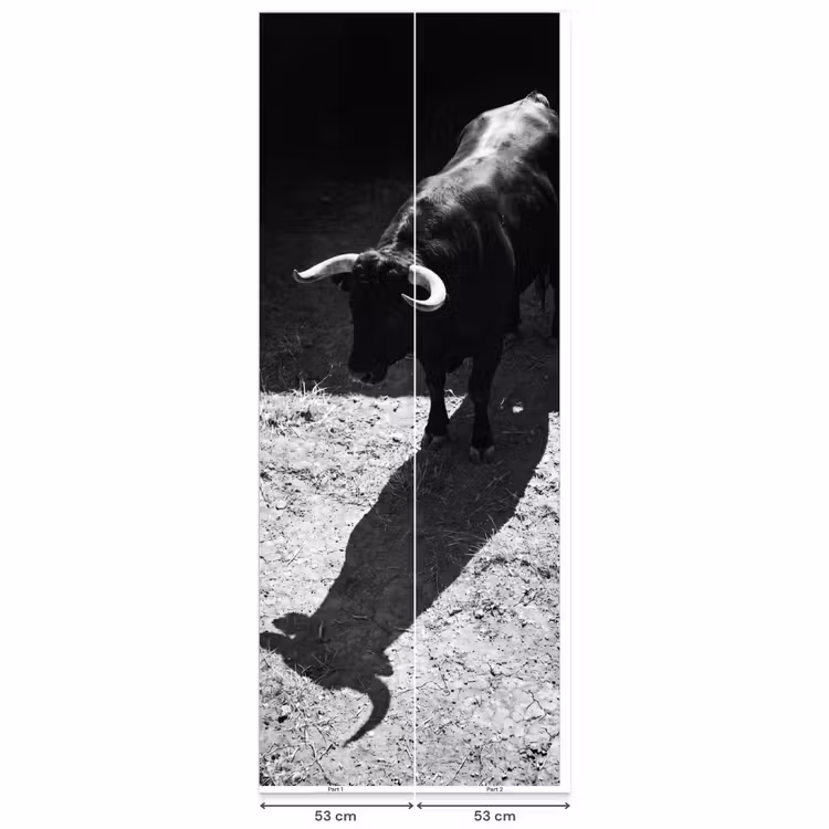 Stier - Schaduw - Dieren - Contrast - Zwart-wit Behang Vlies klein -USP_banen