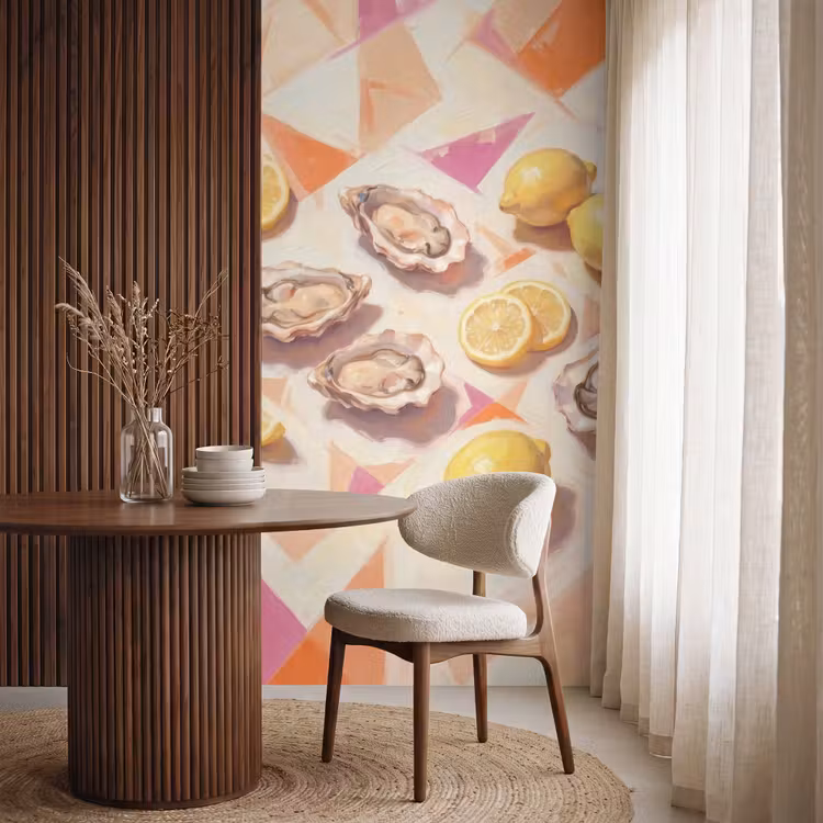 Tapete - Stillleben – Zitronen – Austern – Abstrakt – Orange - Stilleven - Citroenen - Oesters - Abstract - Oranje Behang Vlies klein