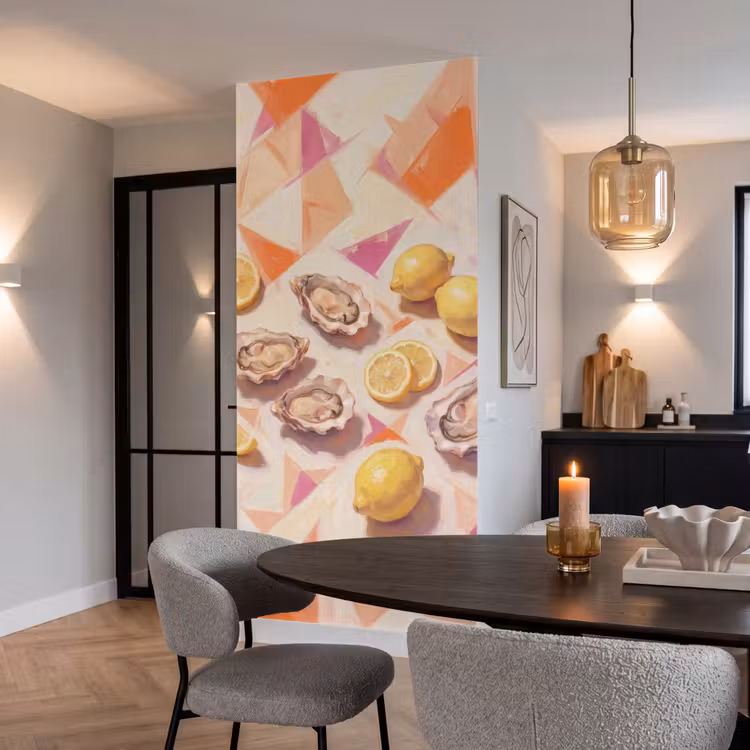 Tapete - Stillleben – Zitronen – Austern – Abstrakt – Orange - Stilleven - Citroenen - Oesters - Abstract - Oranje Behang Vlies klein