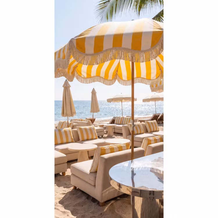 Strand - Ligbedden - Vakantie - Modern - Geel Behang Vlies klein -3d_website