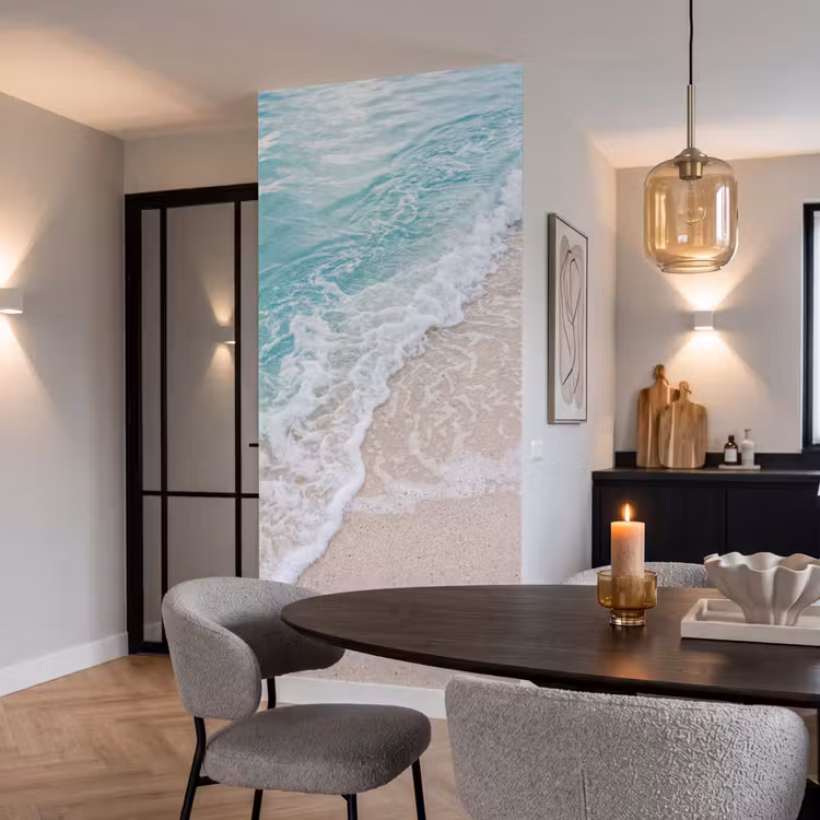 Strand - Zee - Golf - Natuur - Blauw Behang Vlies klein -sfeer3