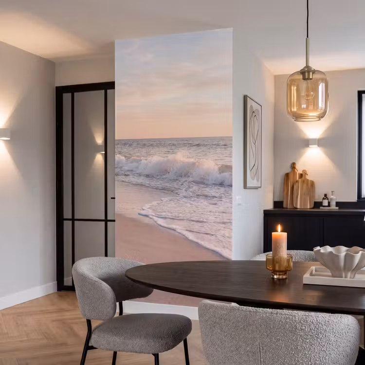 Strand - Zee - Golven - Natuur - Zonsondergang Behang Vlies klein -sfeer3