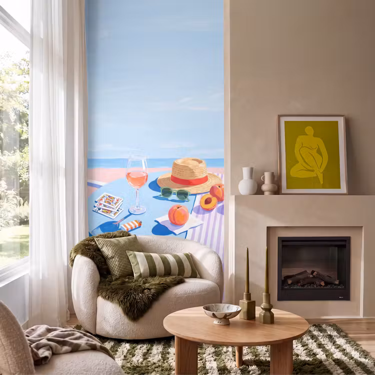 Tapete - Strand – Picknick – Sommer - Strand - Picknick - Zomer Behang Vlies klein