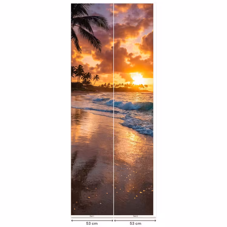 Strand - Zonsopgang - Tropisch - Natuur - Oranje Behang Vlies klein -USP_banen