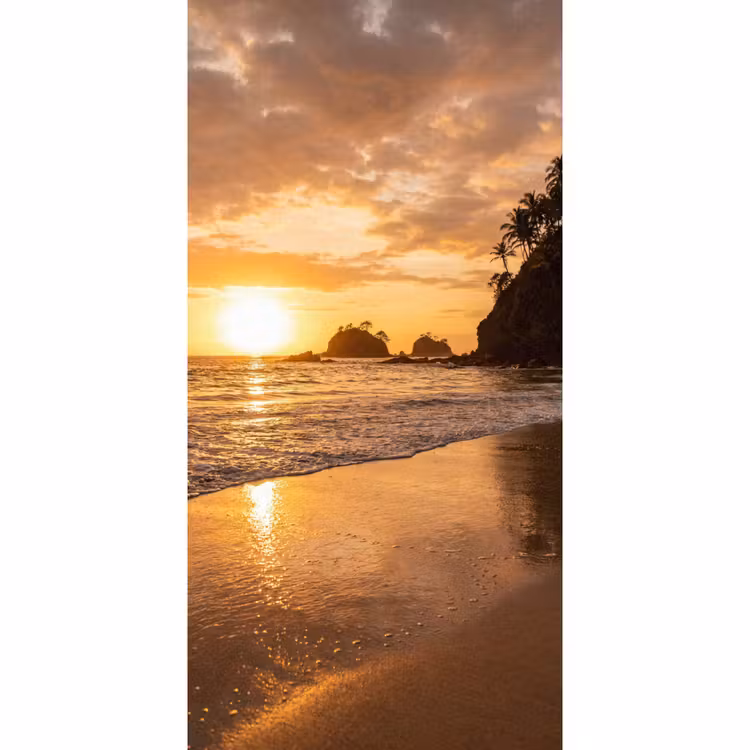 Strand - Zonsondergang - Natuur - Tropisch - Oranje Behang Vlies klein -3d_website