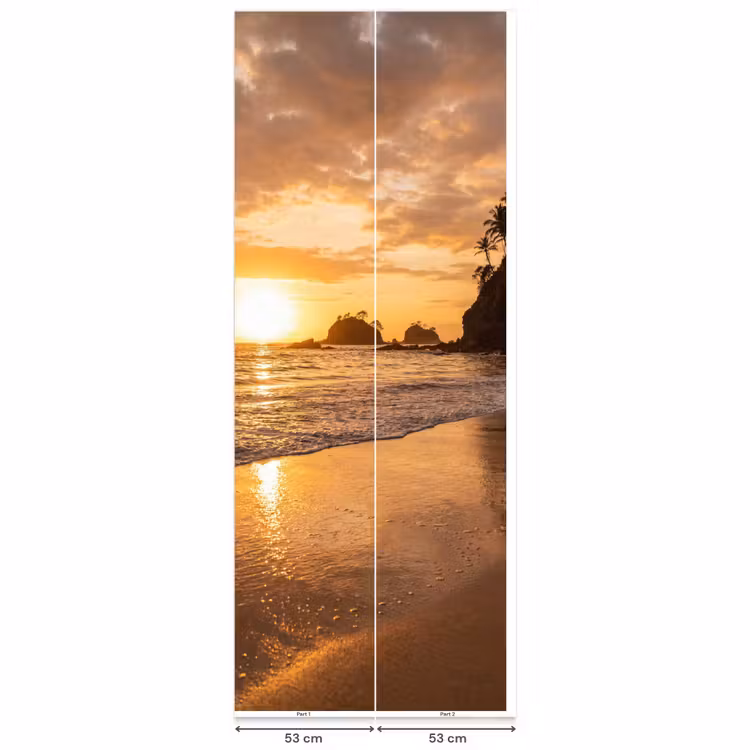 Strand - Zonsondergang - Natuur - Tropisch - Oranje Behang Vlies klein -USP_banen
