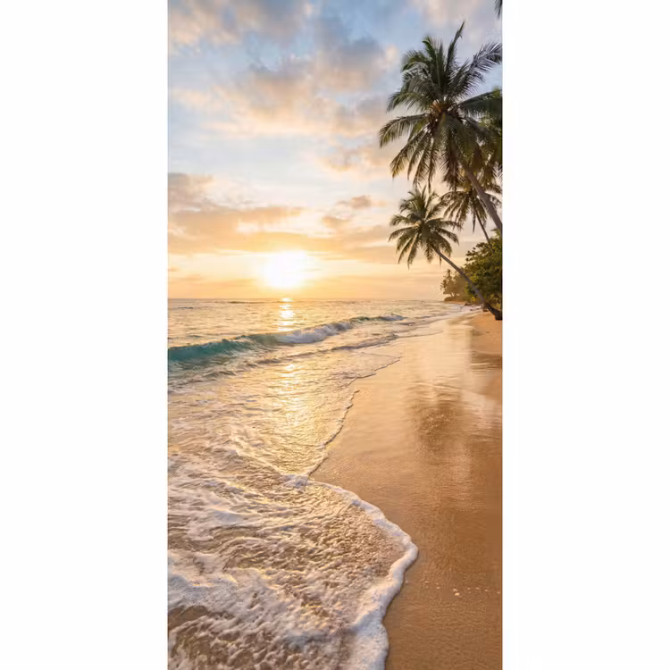 Strand - Zonsondergang - Tropisch - Natuur - Goud Behang Vlies klein -3d_website