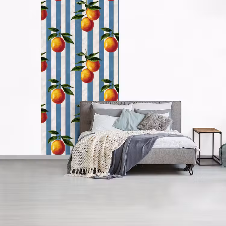 Strepen - Citroen - Blauw fotobehang vinyl groot 64 -slaapkamer