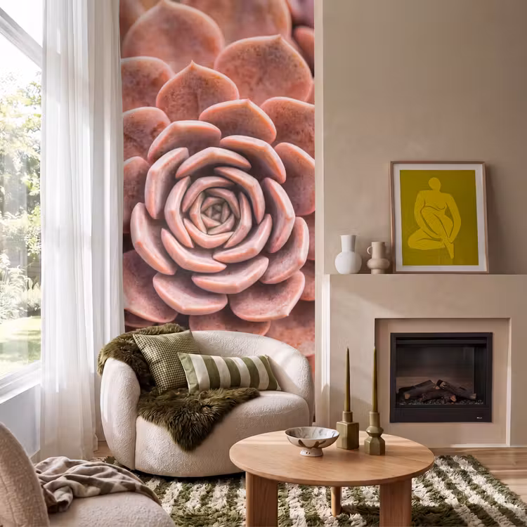 Vetplant - Organisch - Roze Behang Vlies klein -sfeer2