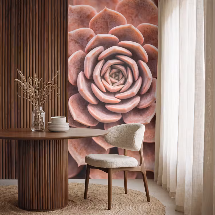 Vetplant - Organisch - Roze Behang Vlies klein -sfeer1