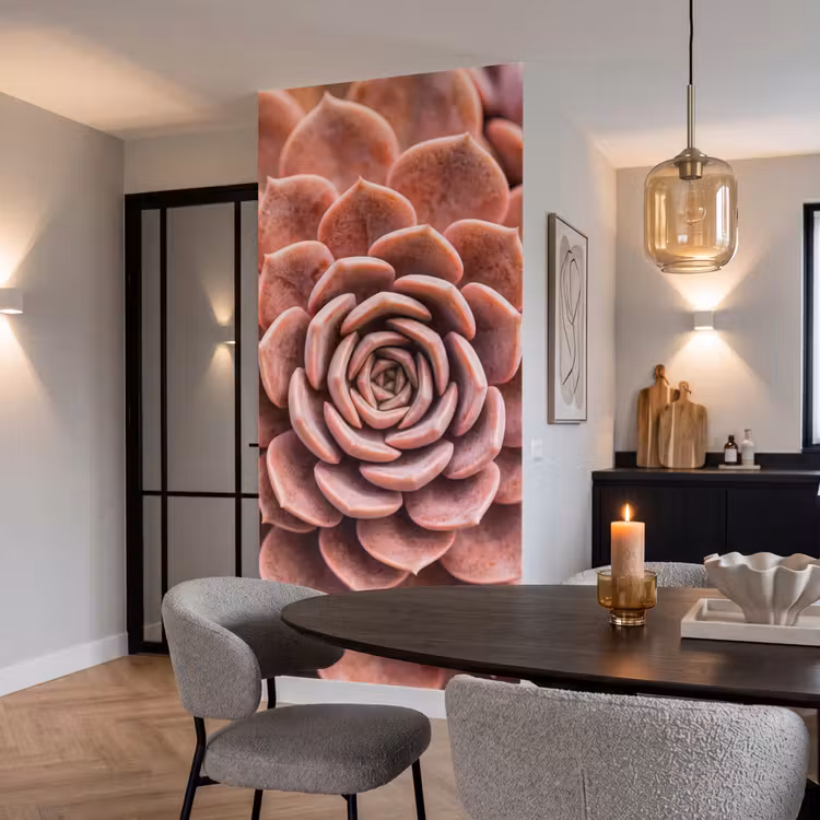 Vetplant - Organisch - Roze Behang Vlies klein -sfeer3