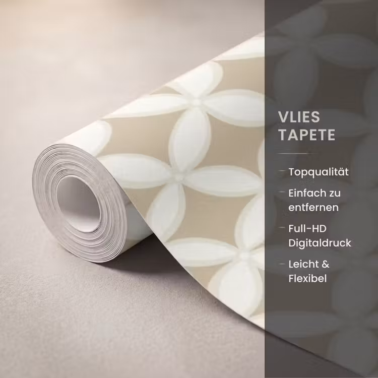 Symmetrisch - Motief - Beige Behang Vlies klein 1076 -USP_closeupDE