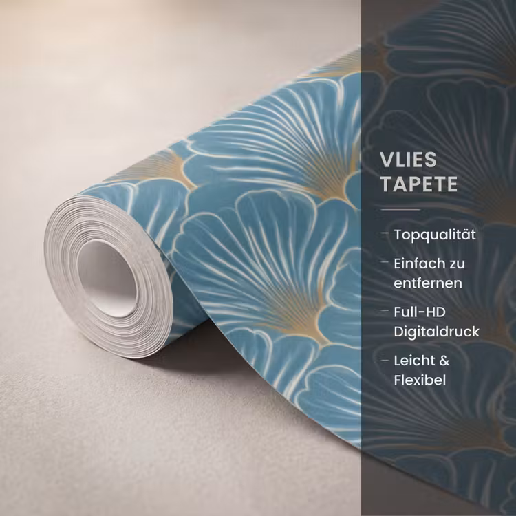 Symmetrisch - Patroon - Blauw Behang Vlies klein 1076 -USP_closeupDE
