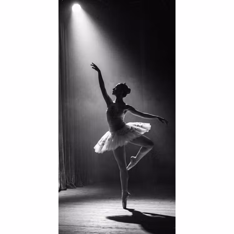 Danser - Podium - Zwart-wit - Kunst - Klassiek Behang Vlies klein -3d_website
