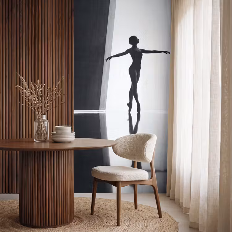 Danser - Silhouette - Kunst - Modern - Zwart-wit Behang Vlies klein -sfeer1