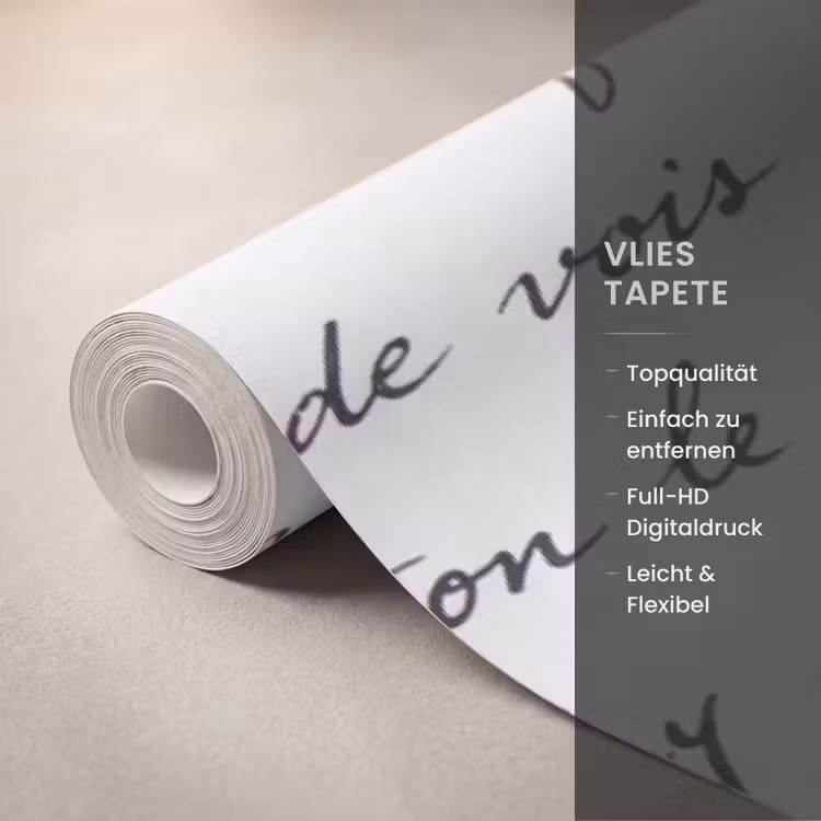 Tekst - Handschrift - Klassiek - ZwartWit Behang Vlies klein -USP_closeupDE