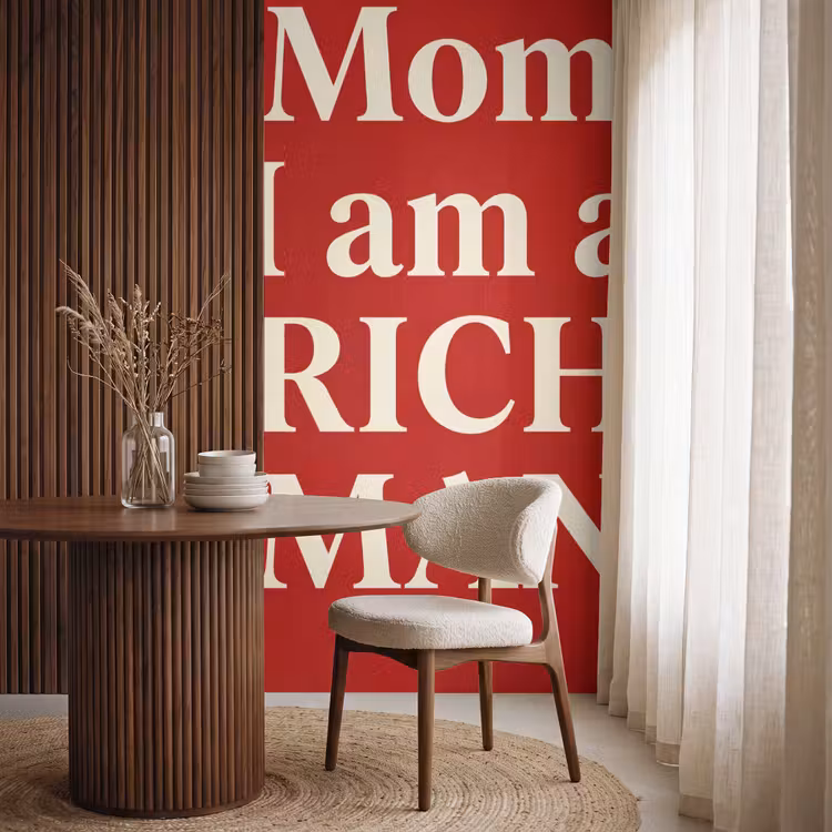 Tekst - Rijkdom - Motivatie - Rood - Modern Behang Vlies klein -sfeer1