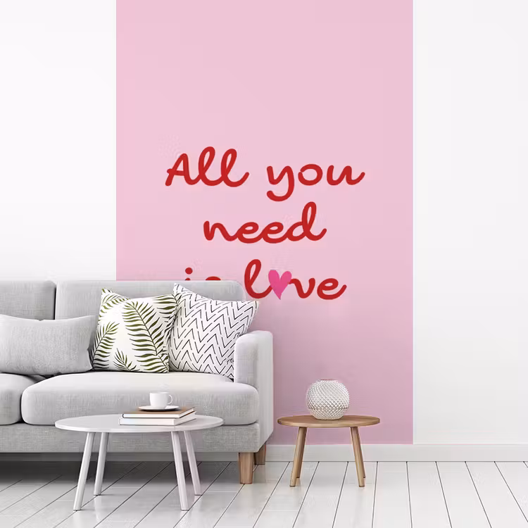 Tekst - Roze - Love - Hart fotobehang vinyl groot -woonkamer