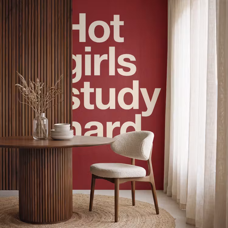 Tekst - Studie - Motivatie - Modern - Rood Behang Vlies klein -sfeer1