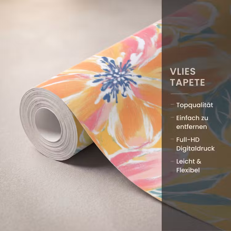 Textuur - Bloemen - Kleurrijk Behang Vlies klein 1076 -USP_closeupDE
