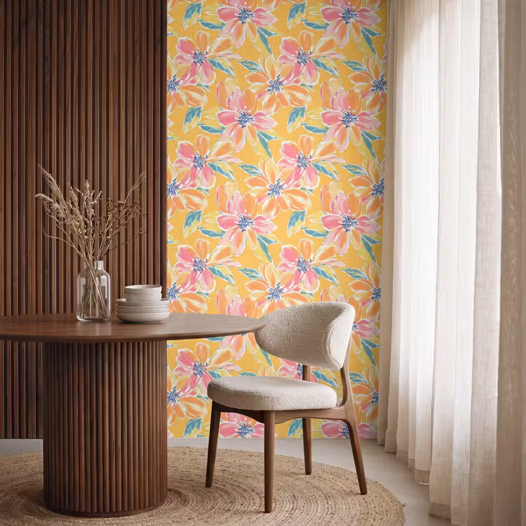 Textuur - Bloemen - Kleurrijk Behang Vlies klein 1076 -sfeer1