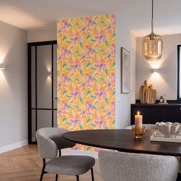 Textuur - Bloemen - Kleurrijk Behang Vlies klein 1076 -sfeer3