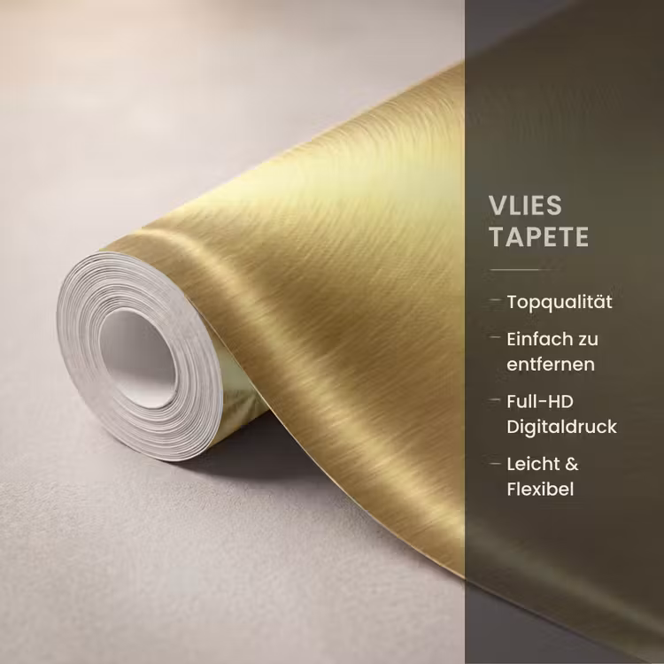 Tapete - Textur – Gebürstetes Gold – Industrieller Stil – Metallic - Textuur - Geborsteld Goud - Industrieel - Metallic Behang Vlies klein 1076