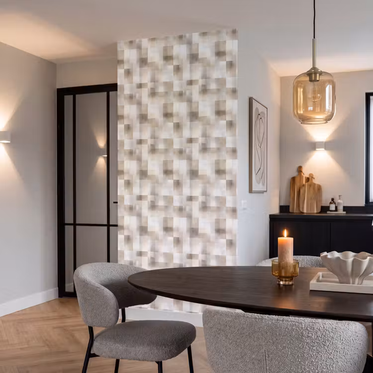 Textuur - Linnen - Beige Behang Vlies klein 1076 -sfeer3
