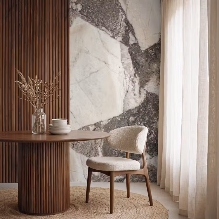 Textuur - Marmer - Abstract - Beige - Bruin Behang Vlies klein -sfeer1