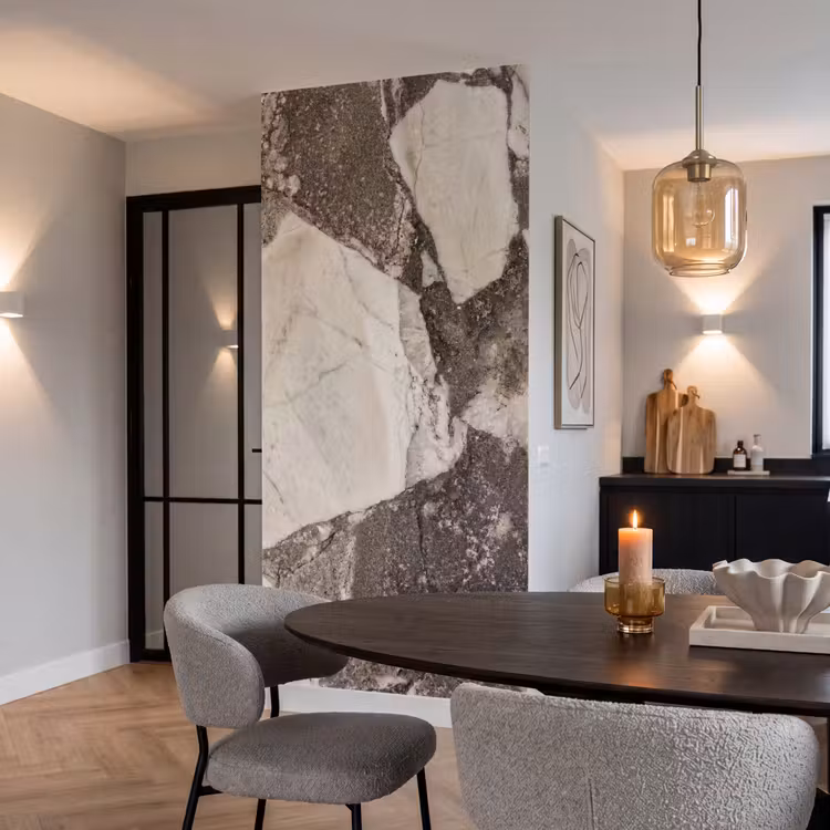 Textuur - Marmer - Abstract - Beige - Bruin Behang Vlies klein -sfeer3