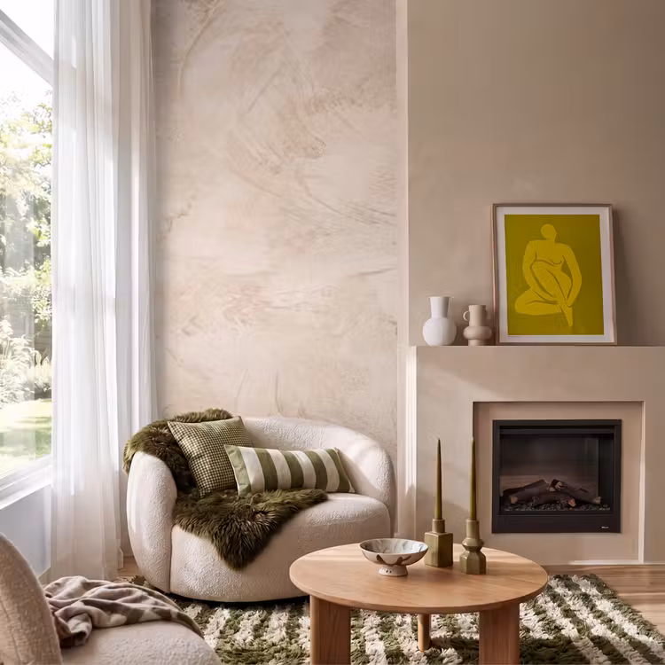 Textuur - Patroon - Abstract - Modern - Beige Behang Vlies klein -sfeer2