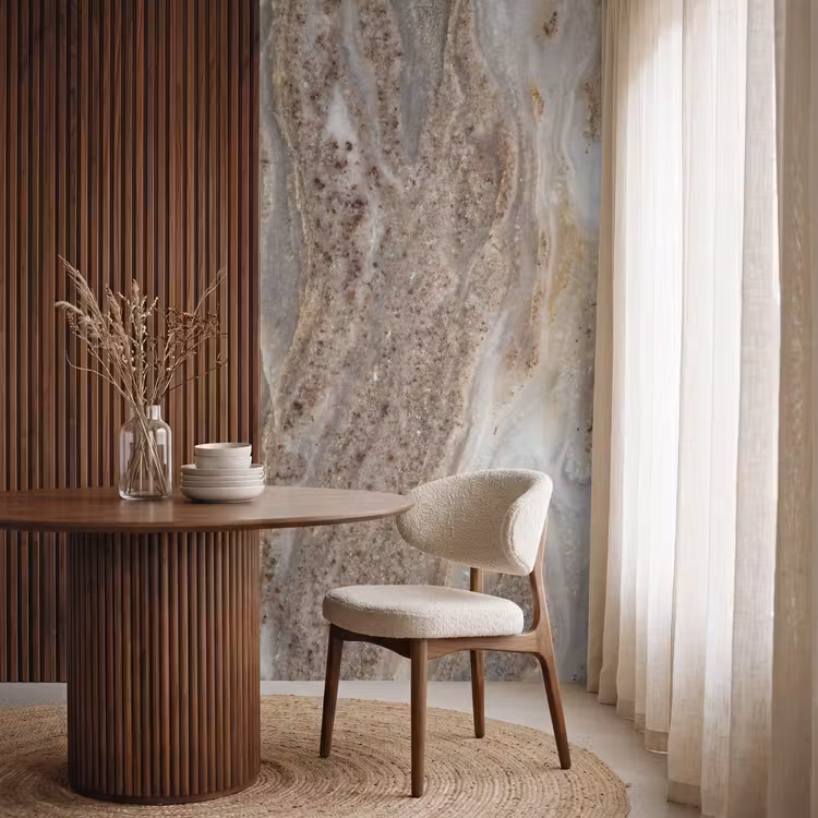 Textuur - Steen - Abstract - Beige Behang Vlies klein -sfeer1