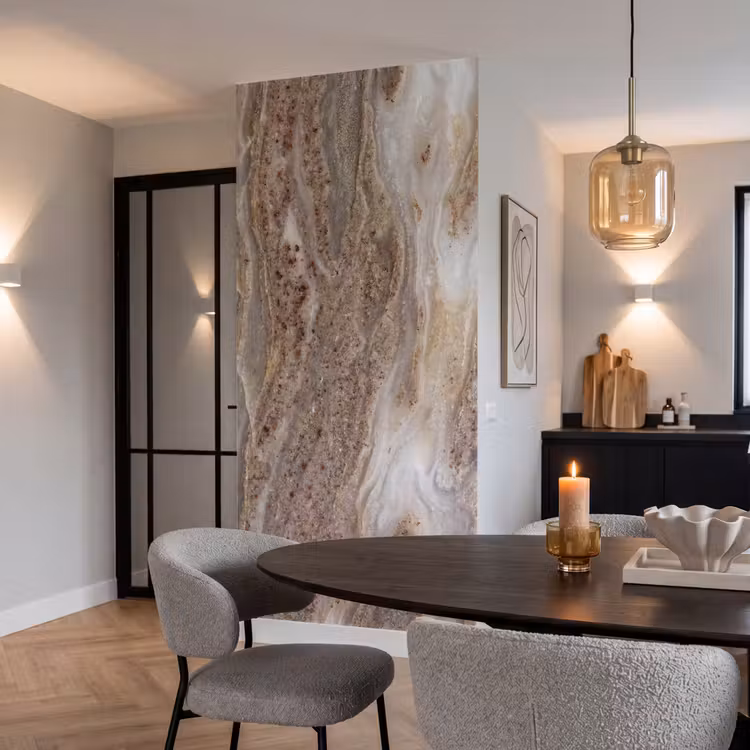 Textuur - Steen - Abstract - Beige Behang Vlies klein -sfeer3