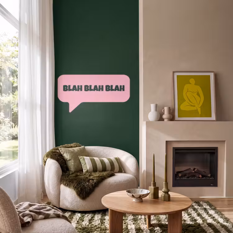 Tekstwolk - BLAH BLAH BLAH - Roze Behang Vlies klein -sfeer2