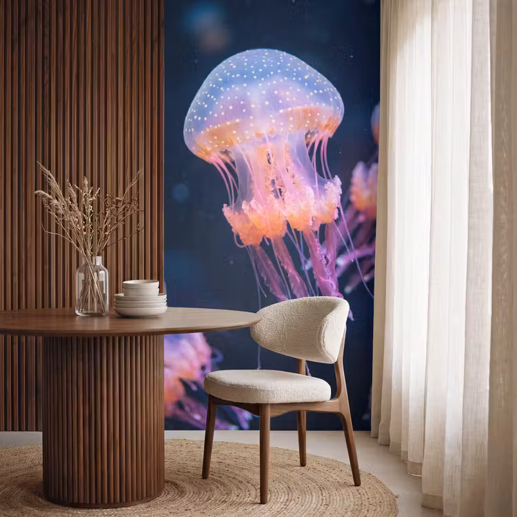 Dier - Onderwater - Natuur - Roze - Mysterieus Behang Vlies klein -sfeer1
