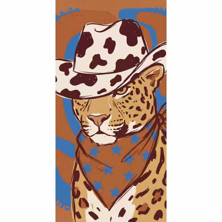 Dieren - Cowboyhoed - Modern - Illustratie - Bruin Behang Vlies klein -3d_website