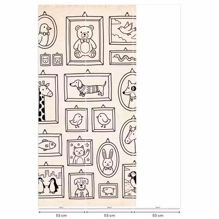 Dieren - Illustratie - Lijsten - Galerij - Speels Behang Vlies klein -USP_banen